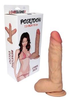 SOLIDNE REALISTYCZNE DILDO Z PRZYSSAWKĄ CYBERSKÓRA DILDO-POSEJDON-LOVECLONEX 7,5