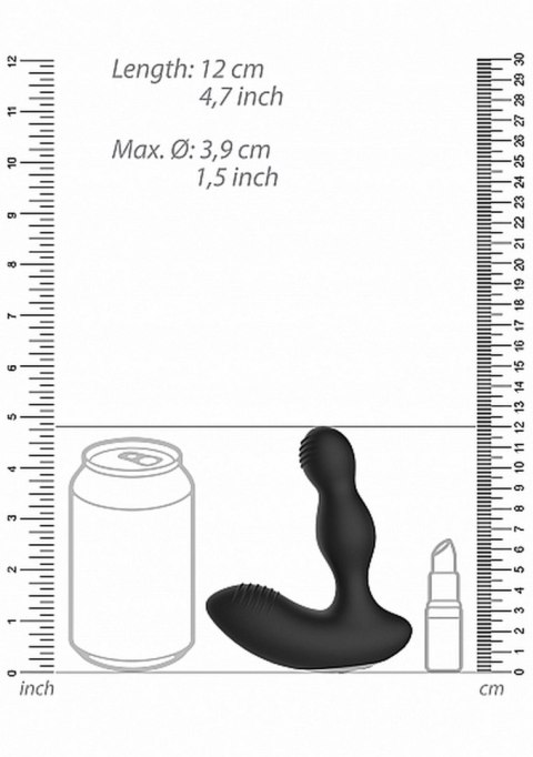 REMOTE CONTROLLED E-STIM & VIBRATING PROSTATE MASSAGER - BLACK REMOTE CONTROLLED E-STIM & VIBRATING PROSTATE MASSAGER - BLACK