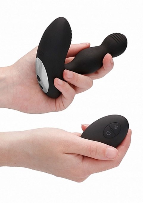 REMOTE CONTROLLED E-STIM & VIBRATING PROSTATE MASSAGER - BLACK REMOTE CONTROLLED E-STIM & VIBRATING PROSTATE MASSAGER - BLACK