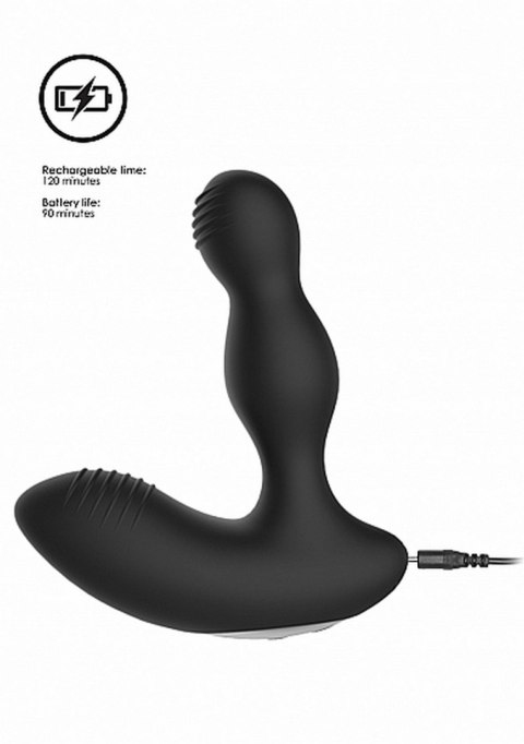 REMOTE CONTROLLED E-STIM & VIBRATING PROSTATE MASSAGER - BLACK REMOTE CONTROLLED E-STIM & VIBRATING PROSTATE MASSAGER - BLACK