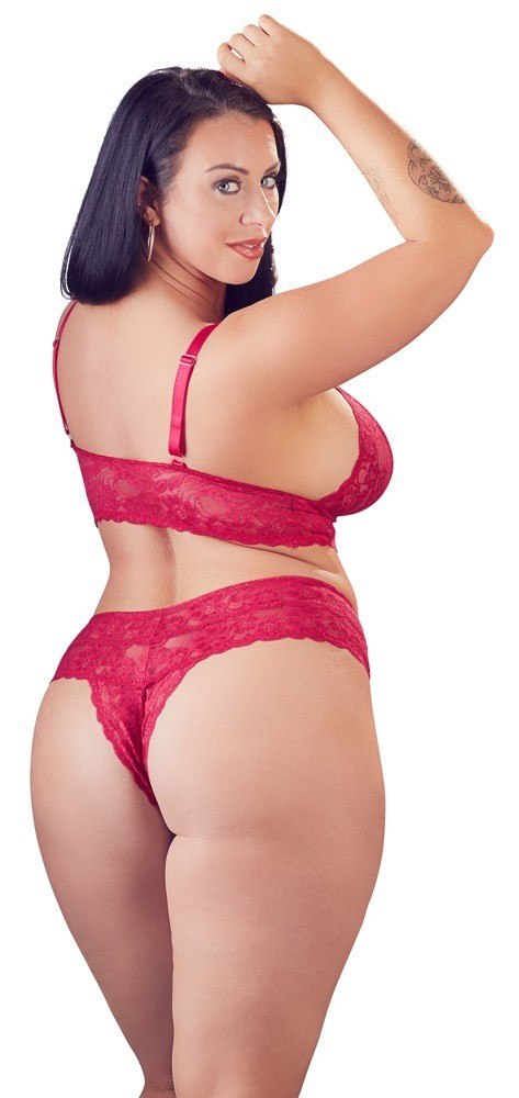 Koronkowy komplet bielizny czerwony XXXXL Koronkowy komplet bielizny czerwony XXXXL