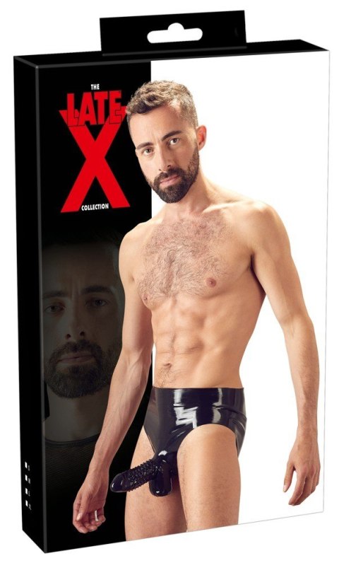 Majtki LateX z osłoną na penisa XL