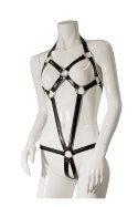 Bielizna-GP STRAPPED BODYSUIT WITH O-RINGS, S/M