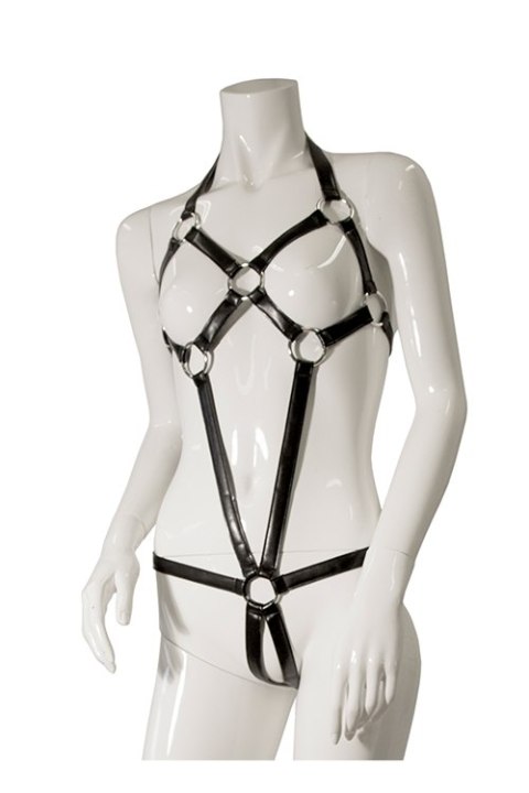 Bielizna-GP STRAPPED BODYSUIT WITH O-RINGS, S/M Bielizna-GP STRAPPED BODYSUIT WITH O-RINGS, S/M