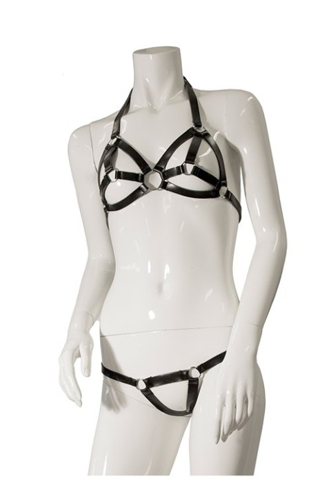 Bielizna-GP STRAPPED BRA AND STRING SET, S/M Bielizna-GP STRAPPED BRA AND STRING SET, S/M