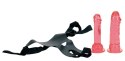 Proteza-CROTCHLESS STRAP-ON 2 DONGS HOT PINK