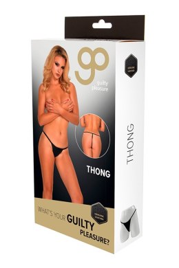 Bielizna-GP GENUINE LEATHER THONG BLACK, M