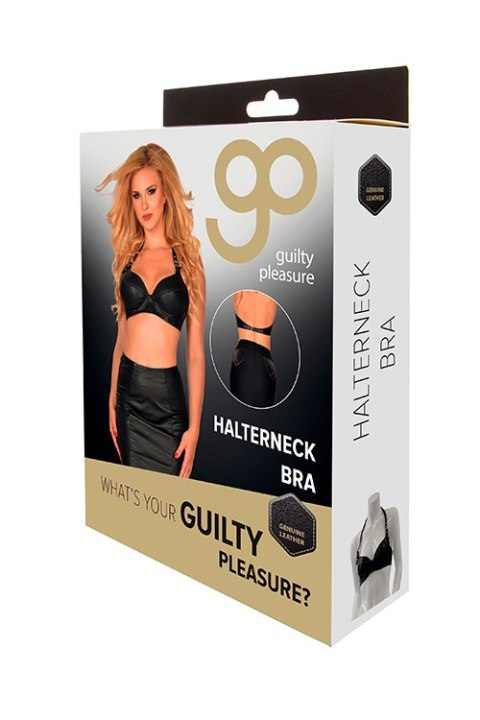 Bielizna-GP LEATHER HALTERNECK BRA BLACK, M Bielizna-GP LEATHER HALTERNECK BRA BLACK, M