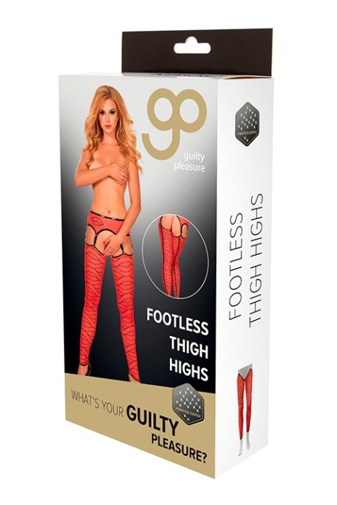 Bielizna-GP PRINTED FOOTLESS THIGH HIGHS, M Bielizna-GP PRINTED FOOTLESS THIGH HIGHS, M