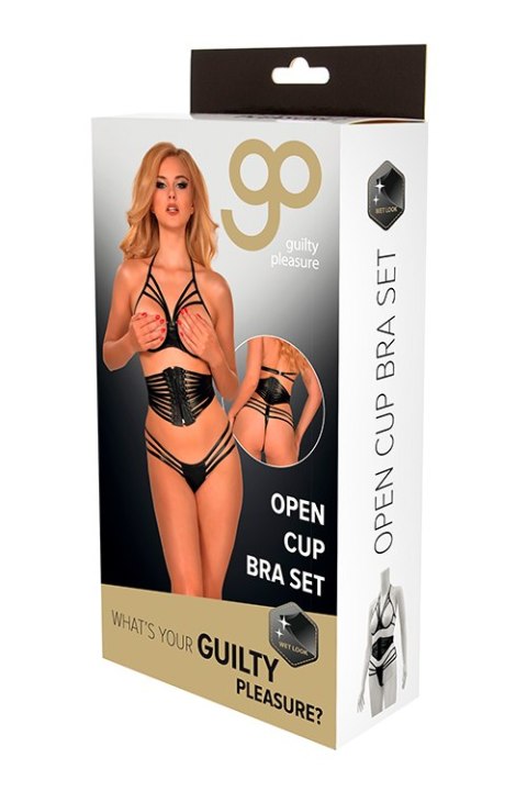 Bielizna-GP WET LOOK OPEN CUP BRA SET, M Bielizna-GP WET LOOK OPEN CUP BRA SET, M