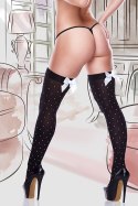 Bielizna-BLACK OPAQ THIGH HI W. SATIN BOW