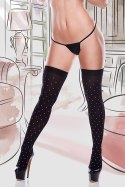 Bielizna-BLACK OPAQ THIGH HI W. SATIN BOW