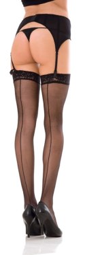 Bielizna-LACE TOP SHEER THIGH HIGH W. BACKSEAM