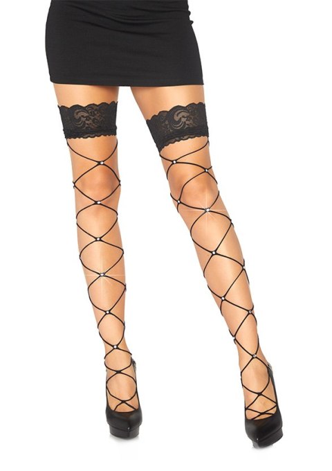 Bielizna-Wide net thigh high w chrystal Bielizna-Wide net thigh high w chrystal