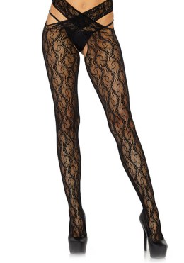 Bielizna-floral crotchless wrap tights
