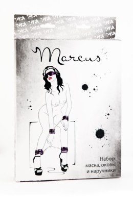 Kajdanki-MARCUS 716023 Set hand and ankle cuffs eyemask tracery purple bdsm Valentine day