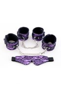 Kajdanki-MARCUS 716023 Set hand and ankle cuffs eyemask tracery purple bdsm Valentine day