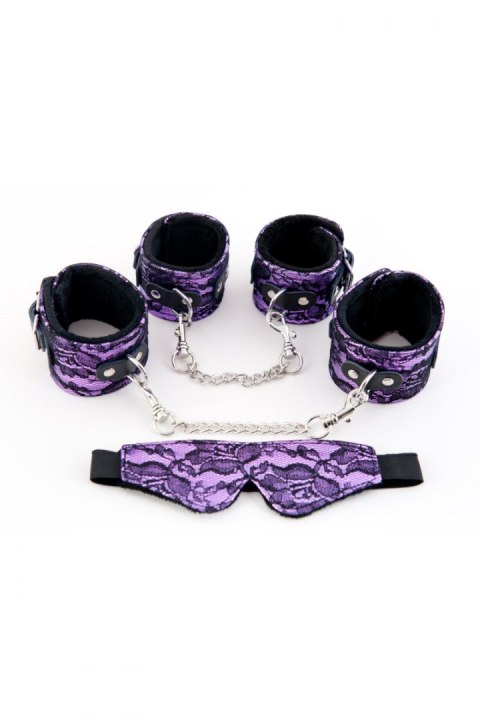 Kajdanki-MARCUS 716023 Set hand and ankle cuffs eyemask tracery purple bdsm Valentine day Kajdanki-MARCUS 716023 Set hand and ankle cuffs eyemask tracery purple bdsm Valentine day