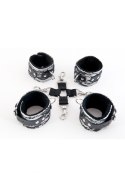 Wiązania-MARCUS 714001 Hog-tie cuffs set with metal clips tracery silver bdsm Valentine day
