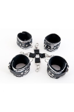 Wiązania-MARCUS 714001 Hog-tie cuffs set with metal clips tracery silver bdsm Valentine day