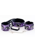 WIĄZANIA-MARCUS 716013 SET COLLAR WITH HAND CUFFS METAL CHAIN TRACERY PURPLE BDSM VALENTINE DAY