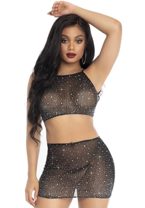 Spandex sheer crop top & skirt