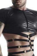 Męski komplet z wetlooka: t-shirt z ozdobną gumą, stringi z ozdobną taśmą z przodu XL