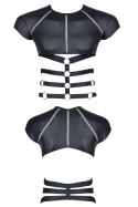 MĘSKI T-SHIRT Z WETLOOKA Z DEKORACYJNYMI WSTAWKAMI Z TAŚMY I GUMY XL