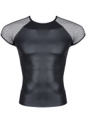 MĘSKI T-SHIRT Z WETLOOKA Z RĘKAWEM Z ELASTYCZNEJ SIATKI XL
