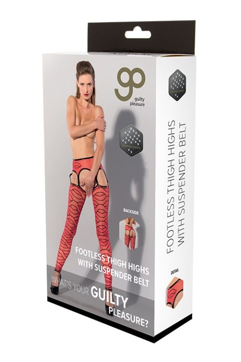 GP PRINTED THIGH HIGHS WITH SUSPENDER, L GP PRINTED THIGH HIGHS WITH SUSPENDER, L
