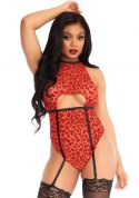 Sheer backless garter teddy