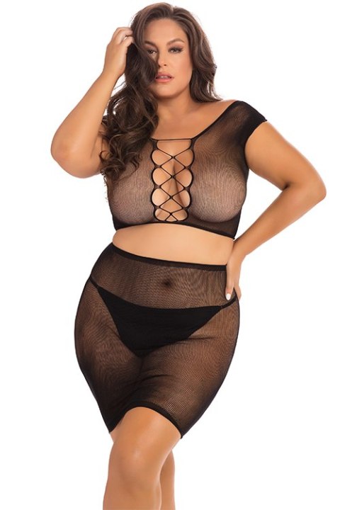 BACK STORY 2PC SKIRT SET BLACK PLUS SIZE BACK STORY 2PC SKIRT SET BLACK PLUS SIZE