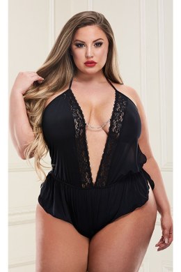 SEXY SATIN TEDDY BLACK, XL
