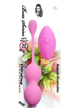 VIBRATING KEGEL BALLS 32MM 80G PINK 10 FUNCTION USB REMOTE CONTROL - BOSS SERIES
