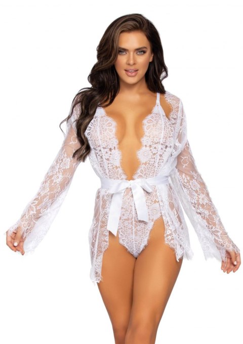 Floral lace teddy & robe Floral lace teddy & robe