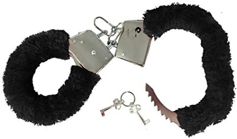 Furry cuffs, colour black, in colour box Furry cuffs, colour black, in colour box
