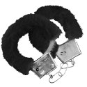 Furry cuffs, colour black, in colour box