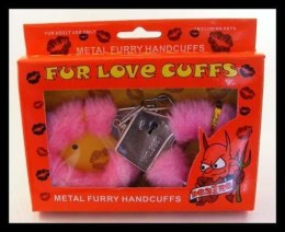 Furry cuffs, colour pink, in colour box