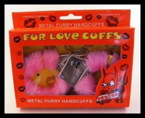 Furry cuffs, colour pink, in colour box Furry cuffs, colour pink, in colour box