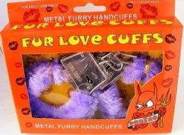 Furry cuffs, colour purple, in colour box