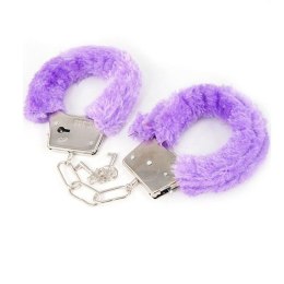 Furry cuffs, colour purple, in colour box