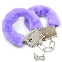 Furry cuffs, colour purple, in colour box