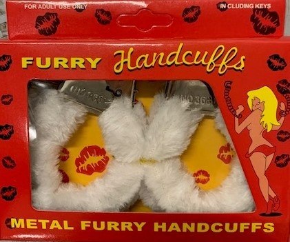 Furry cuffs, colour white, in colour box Furry cuffs, colour white, in colour box