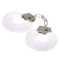 Furry cuffs, colour white, in colour box