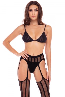STRAIGHT UP 3 PC GARTER SET BLACK, M/L