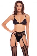 STRAIGHT UP 3 PC GARTER SET BLACK, S/M