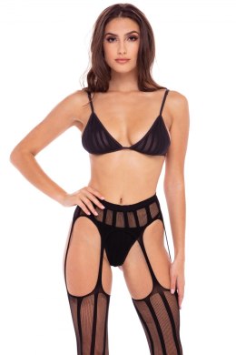 STRAIGHT UP 3 PC GARTER SET BLACK, S/M