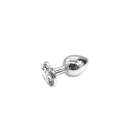 PLUG-DIAMOND KING BUTT PLUG - METAL LARGE CLEAR