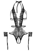 Crotchless lace teddy