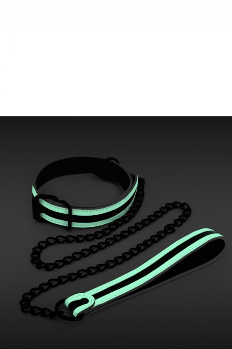 GLO BONDAGE COLLAR AND LEASH GREEN GLO BONDAGE COLLAR AND LEASH GREEN